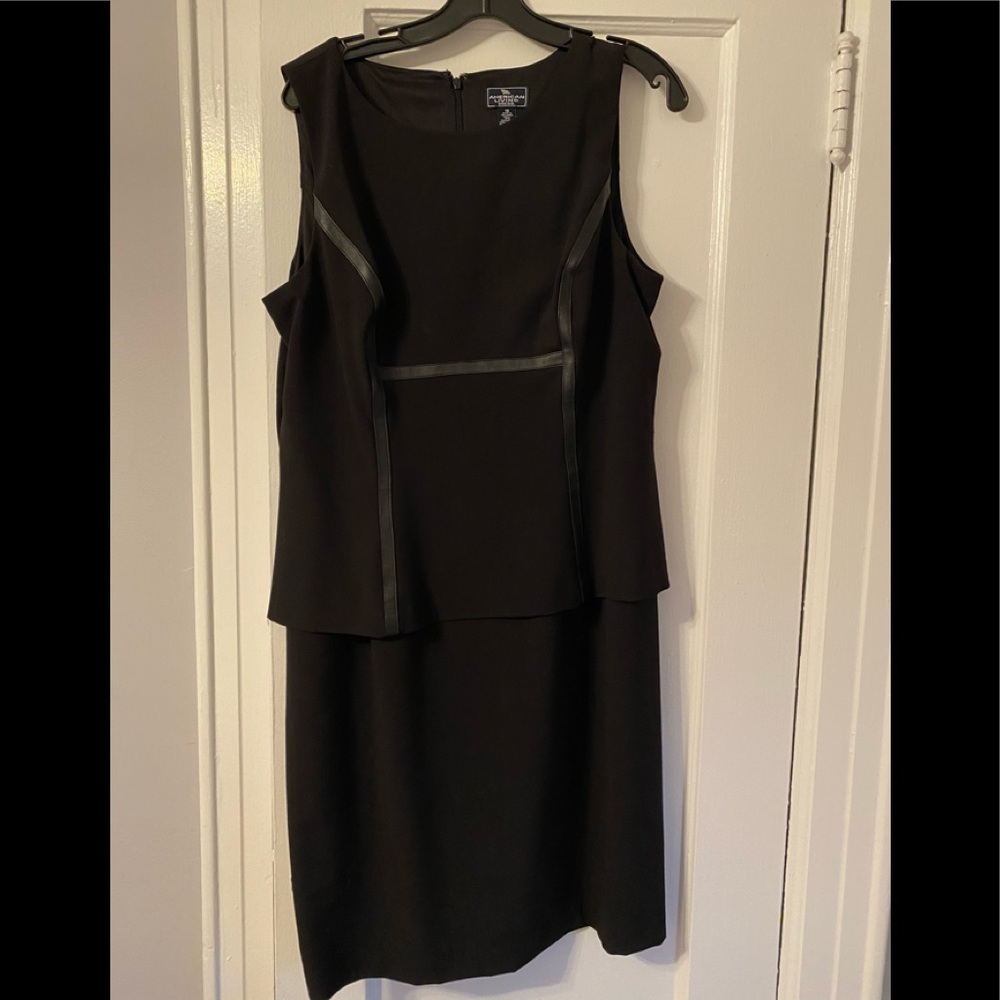 Faux Leather Accent Sheath Dress Sz 16